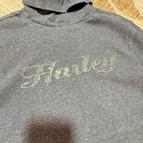 HARLEY DAVIDSON Grey Turtleneck with bling rhinestones, size XL long sleeve - Picture 2 of 5